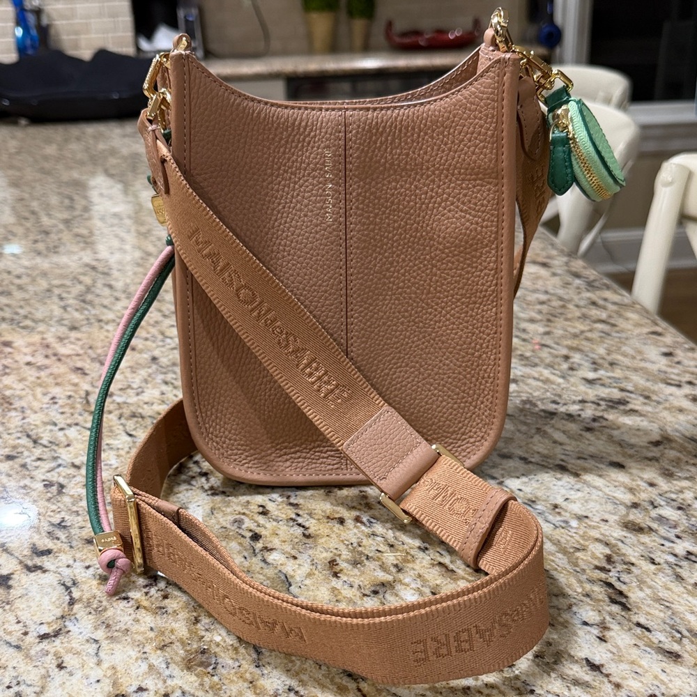 MAISON de Sabre sandstone Brown Crossbody Bag with Adjustable Strap and charms